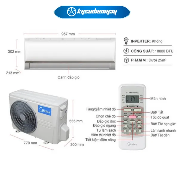 Điều Hòa Midea 18000BTU 1 Chiều MSAFII-18CRN8